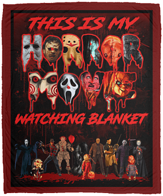 This Is My Horror Movie Watching Funny Halloween Gift Fleece Blanket - Premium Sherpa Blanket, White, Cozy Plush Fleece Blanket - 50x60
