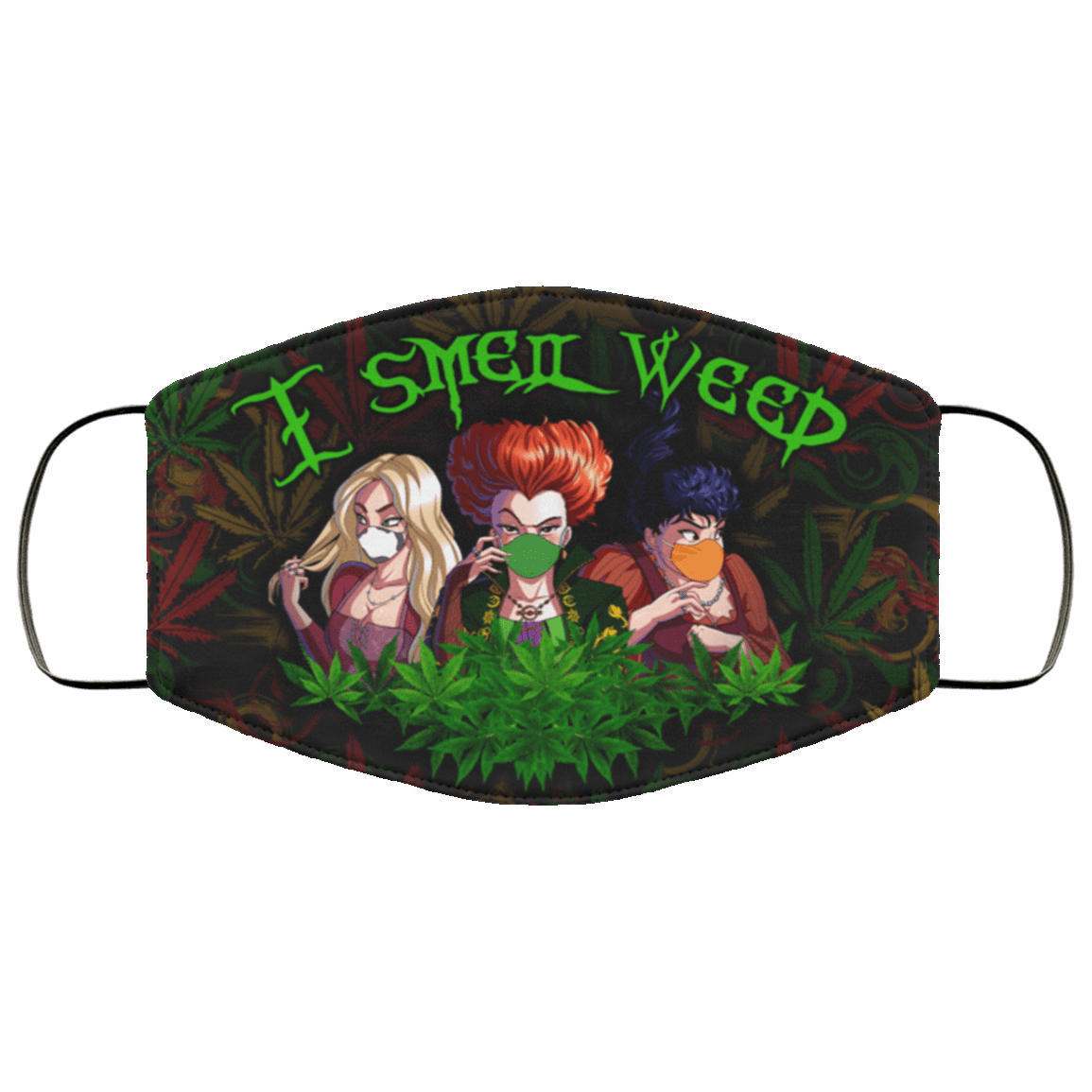 Hocus Pocus Weed I Smell Weed - Funny Halloween Washable Reusable Custom - Cloth Face Mask Cover, White, Cloth Face Cover – Medium/Large