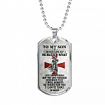 To My Son Never Give Up No Matter What Life Can Be Tough But You Are Tougher Dog Tag Pendant Necklace - Dog Tag (Silver)