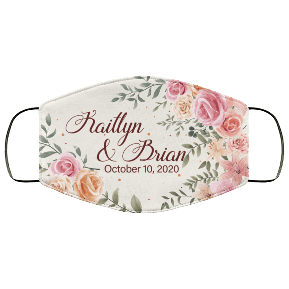 Kaitlyn and Brian October 10 2020 Washable Reusable Custom - Printed Cloth Face Mask Cover, White, Cloth Face Cover – Medium/Large