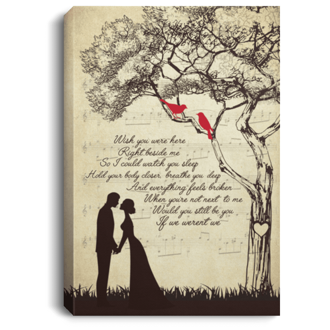 Wish You Were Here Right Beside Me Under Your Scars Framed Canvas - Unframed Poster, White, 0.75'' Framed Canvas