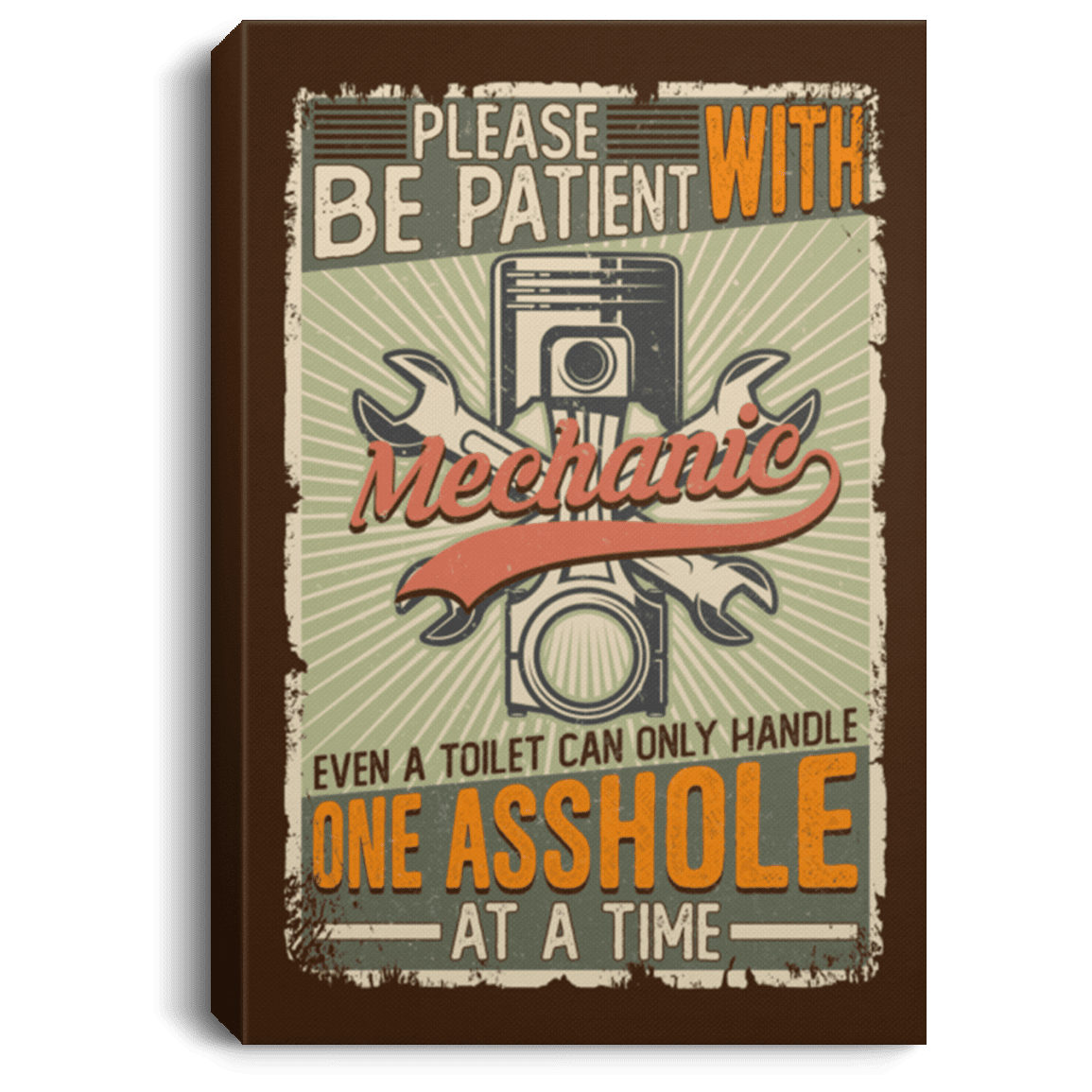 Mechanic Please Be Patient with Mechanic Vintage Wrapped Framed Canvas Prints - Unframed Poster - Room Decor Wall Art, White, 0.75'' Framed Canvas