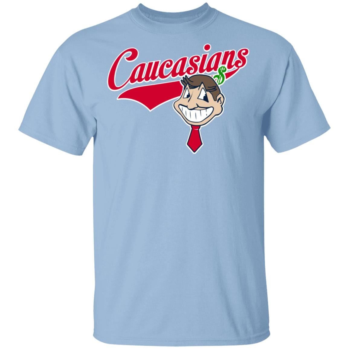Caucasians Dollar Man Funny Cleveland Baseball T-Shirt, Light Blue, Unisex T-Shirt