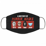 A History of Horror Masks Washable Reusable Custom - Printed Cloth Face Mask Cover, Black, Cloth Face Cover – Medium/Large