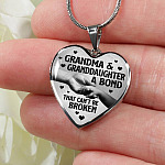 Grandma and Granddaughter a Bond That Can't Be Broken Heart Pendant Necklace - Heart Luxury Necklace (Silver)