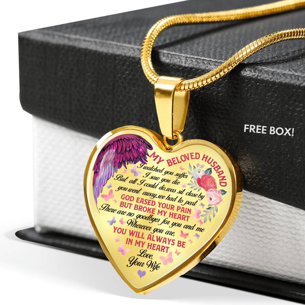 My Beloved Husband You Will Be Always In My Heart Heart Pendant Necklace - Heart Luxury Necklace (Gold Plated)