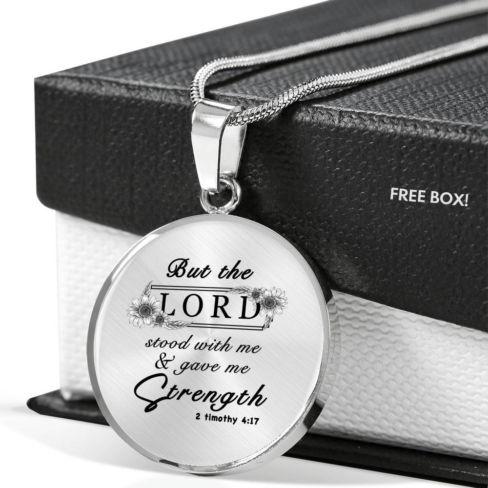 Sunflower But The Lord Stood With Me And Gave Me Strength Circle Pendant Necklace - Circle Luxury Necklace (Silver)