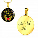 Angel Wings Heart a Piece of My Heart Lives in Heaven Circle Pendant Necklace - Circle Luxury Necklace (Gold Plated)