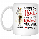 Personalized Wedding Gifts My Heart Is Wherever You Are Coffee Mug - Water Bottle - Color Changing Mug, White, 11 oz. White Mug Personalized Wedding Gifts My Heart Is Wherever You Are Coffee Mug - Water Bottle - Color Changing Mug, White, 11 oz. White Mug