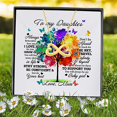 Alternative view of Mom to My Daughter Always Remember How Much I Love You Baby Girl Infinity Heart Pendant Necklace