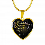 Dragonfly I Believe There Are Angels Among Us Heart Pendant Necklace - Heart Luxury Necklace (Gold Plated)