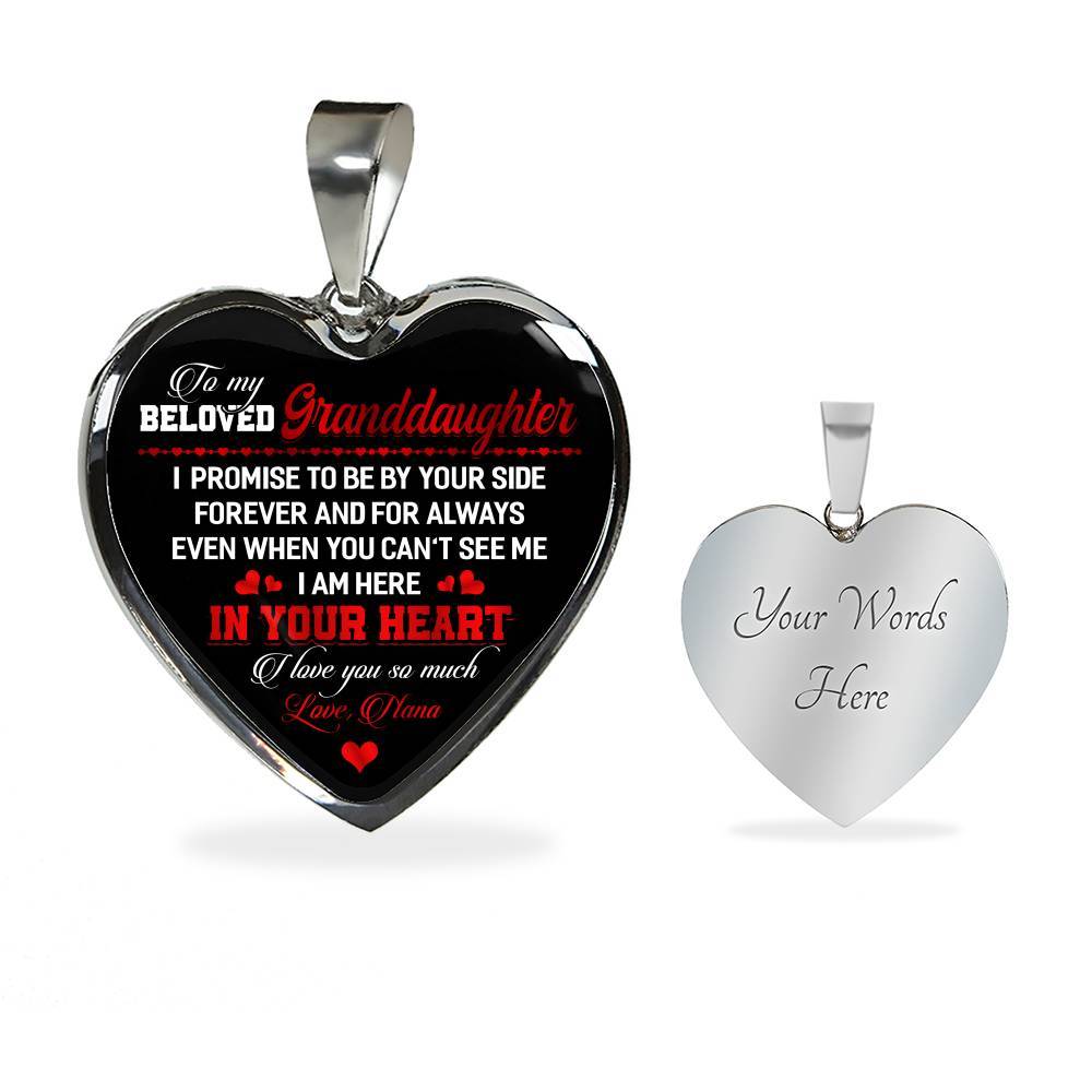 To My Beloved Granddaughter I Promise To Be By Your Side Forever And For Always I Love You Heart Pendant Necklace - Heart Luxury Necklace (Silver) To My Beloved Granddaughter I Promise To Be By Your Side Forever And For Always I Love You Heart Pendant Necklace - Heart Luxury Necklace (Silver)