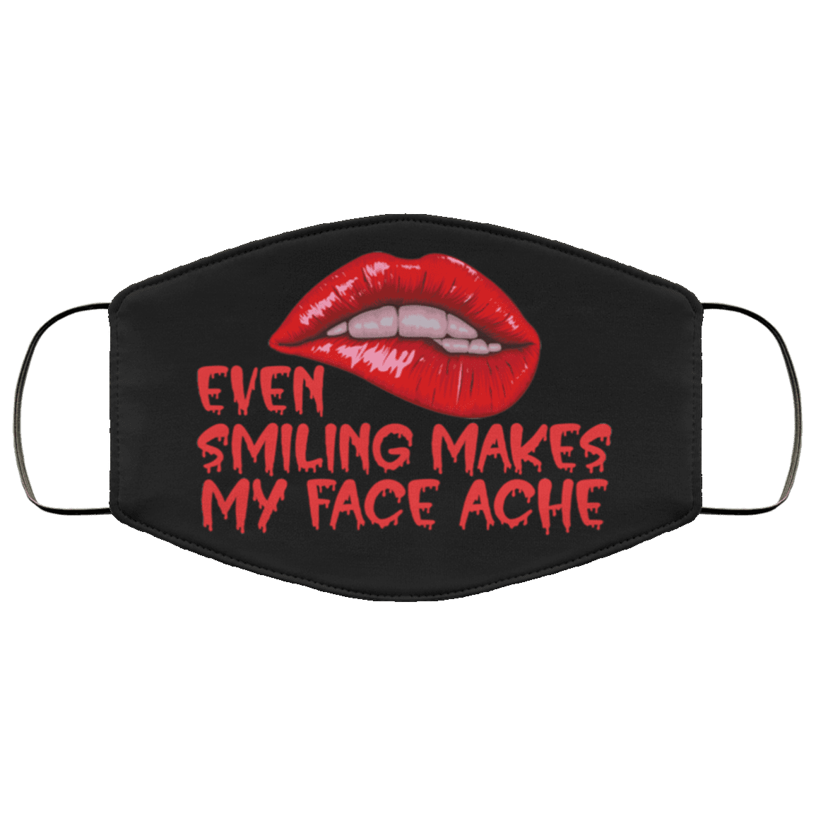 Even Smiling Makes My Face Ache Funny Washable Reusable Custom - Printed Cloth Face Mask Cover, Black, Cloth Face Cover – Medium/Large