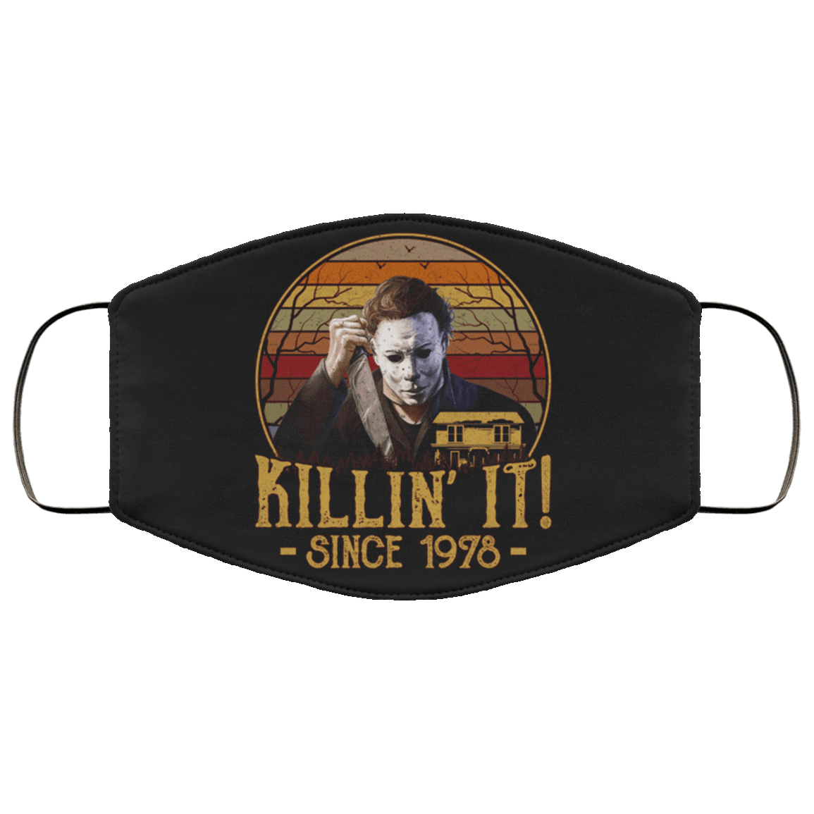 Killin' It Since 1978 Washable Reusable Custom Printed Cloth Face Mask Cover - Halloween Michael Myers Face Mask, Black, Cloth Face Cover – Medium/Large