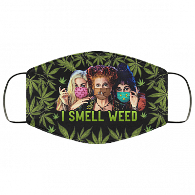I Smell Weed Three Witches Hocus Pocus Funny Halloween Washable Reusable Custom - Printed Cloth Face Mask Cover, Black, Cloth Face Cover – Medium/Large