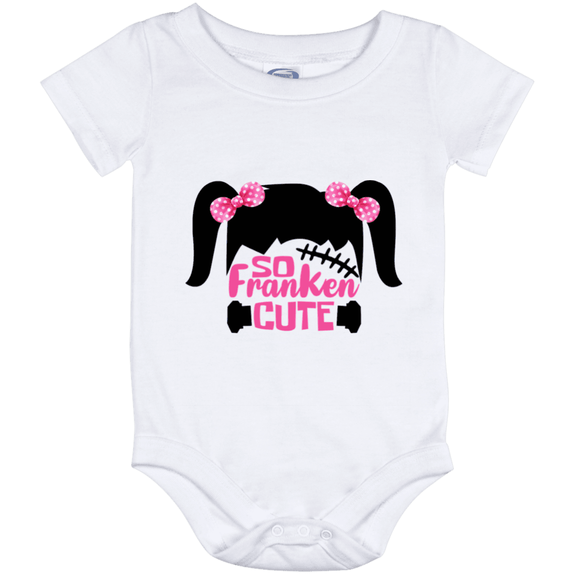 So Franken Cute Girl Franken-stein Baby Onesie - Baby Infant Bodysuit - Halloween Custome For Kids, White, Baby Onesie - 12 Month