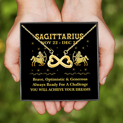 Sagittarius Zodiac You Will Achieve Your Dreams Infinity Heart Pendant Necklace - Zodiac Birthday Gifts For Astrology