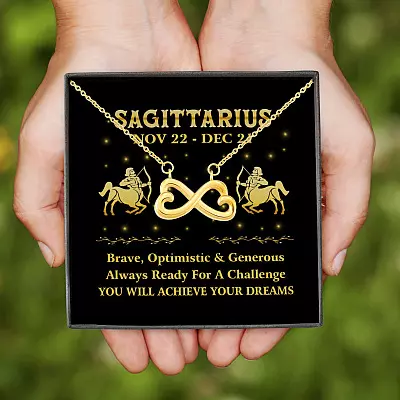 Sagittarius Zodiac You Will Achieve Your Dreams Infinity Heart Pendant Necklace -  Zodiac Birthday Gifts For Astrology