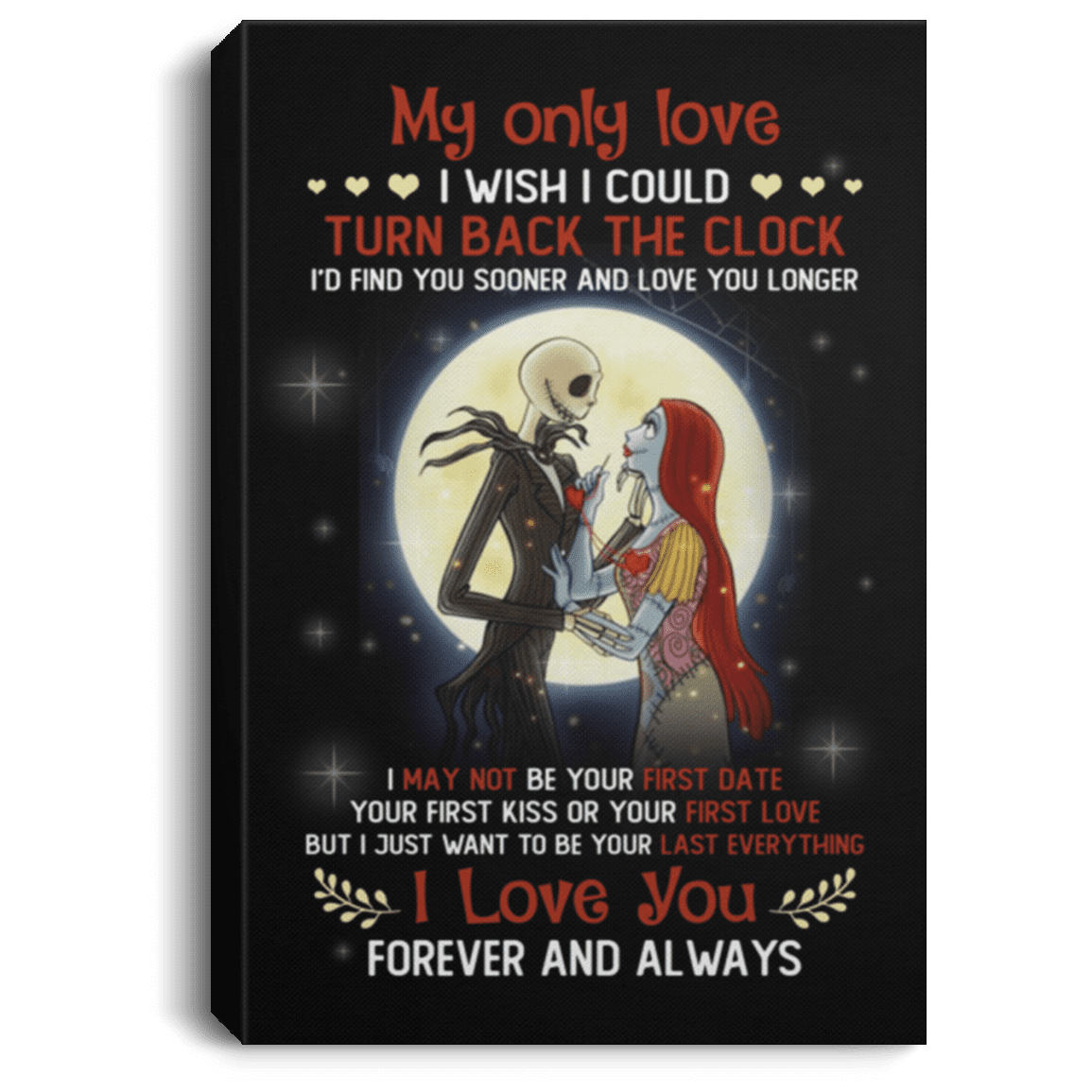 Jack And Sally My Only Love I Wish I Could Turn Back The Clock Wrapped Framed Canvas Prints - Unframed Poster, White, 0.75'' Framed Canvas