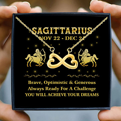 Alternative view of Sagittarius Zodiac You Will Achieve Your Dreams Infinity Heart Pendant Necklace -  Zodiac Birthday Gifts For Astrology