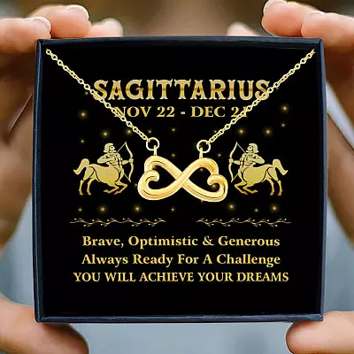 Alternative view of Sagittarius Zodiac You Will Achieve Your Dreams Infinity Heart Pendant Necklace -  Zodiac Birthday Gifts For Astrology