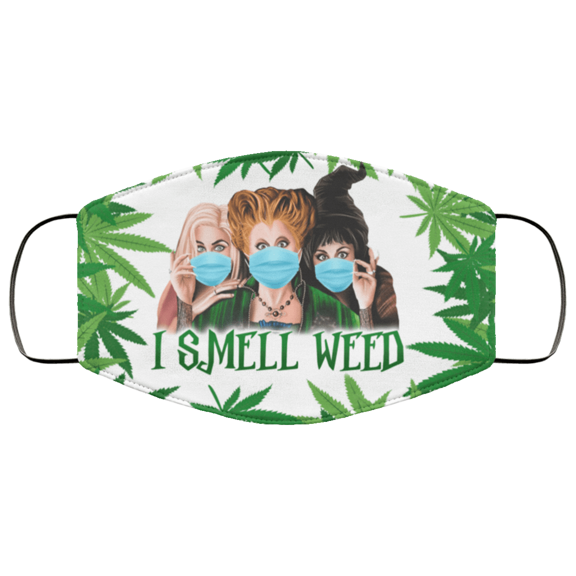 420 Hocus Pocus I Smell Weed Washable Reusable Custom - Printed Cloth Face Mask Cover, White, Cloth Face Cover – Medium/Large