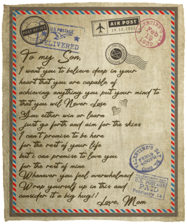 Son Letter Blanket Mom to My Son I Want You to Believe Blanket CubeBik