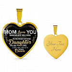 Whenever You Feel Overwhelmed Remember Whose Daughter Heart Pendant Necklace - Necklace For Daughter From Mom - Heart Luxury Necklace (Gold Plated)