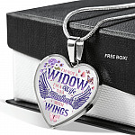 I'm Not A Widow I'm A Wife To A Husband With Wings Heart Pendant Necklace - Memorial Necklace Gift - Heart Luxury Necklace (Silver)