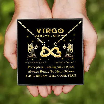Virgo Zodiac Your Dream Will Come True Infinity Heart Pendant Necklace -  Zodiac Birthday Gifts For Astrology