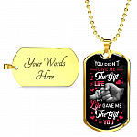 You Didn't Give Me the Gift of Life but Life Gave Me the Gift of You Dog Tag Pendant Necklace for Step Dad - Dog Tag (Gold Plated)