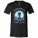 Nothing Scares Me I'm A Diabetic I Deal With Pricks Every Day Horror Halloween T-Shirt - V-Neck Shirt, Black, V-Neck T-Shirt
