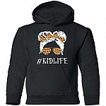 Mom Life Kid Life Mom and Daughter Matching Youth Hoodie - Sweatshirt - Long Sleeve Shirt, Black, Youth Hoodie