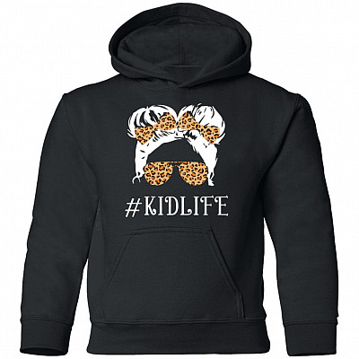 Mom Life Kid Life Mom and Daughter Matching Youth Hoodie - Sweatshirt - Long Sleeve Shirt, Black, Youth Hoodie