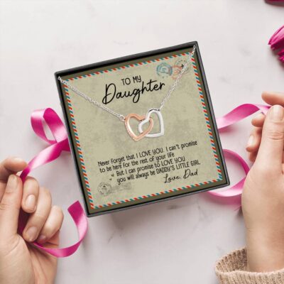 Alternative view of To My Daughter Mailing Necklace - Letter Never Forget That I love You Interlocking Hearts Pendant Necklace