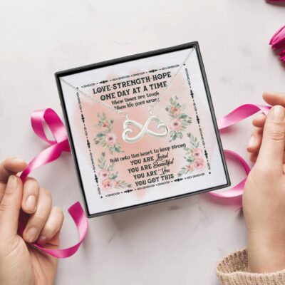 Alternative view of You Got This Mental Health Support Gift Infinity Heart Pendant Necklace
