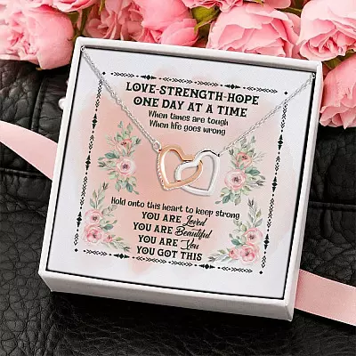 You Got This Mental Health Support Gift Joined Interlocking Hearts Pendant Necklace