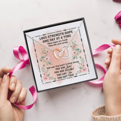Alternative view of You Got This Mental Health Support Gift Joined Interlocking Hearts Pendant Necklace