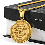 She Knew She Was Here For Such A Time As This Circle Pendant Necklace - Circle Luxury Necklace (Gold Plated)