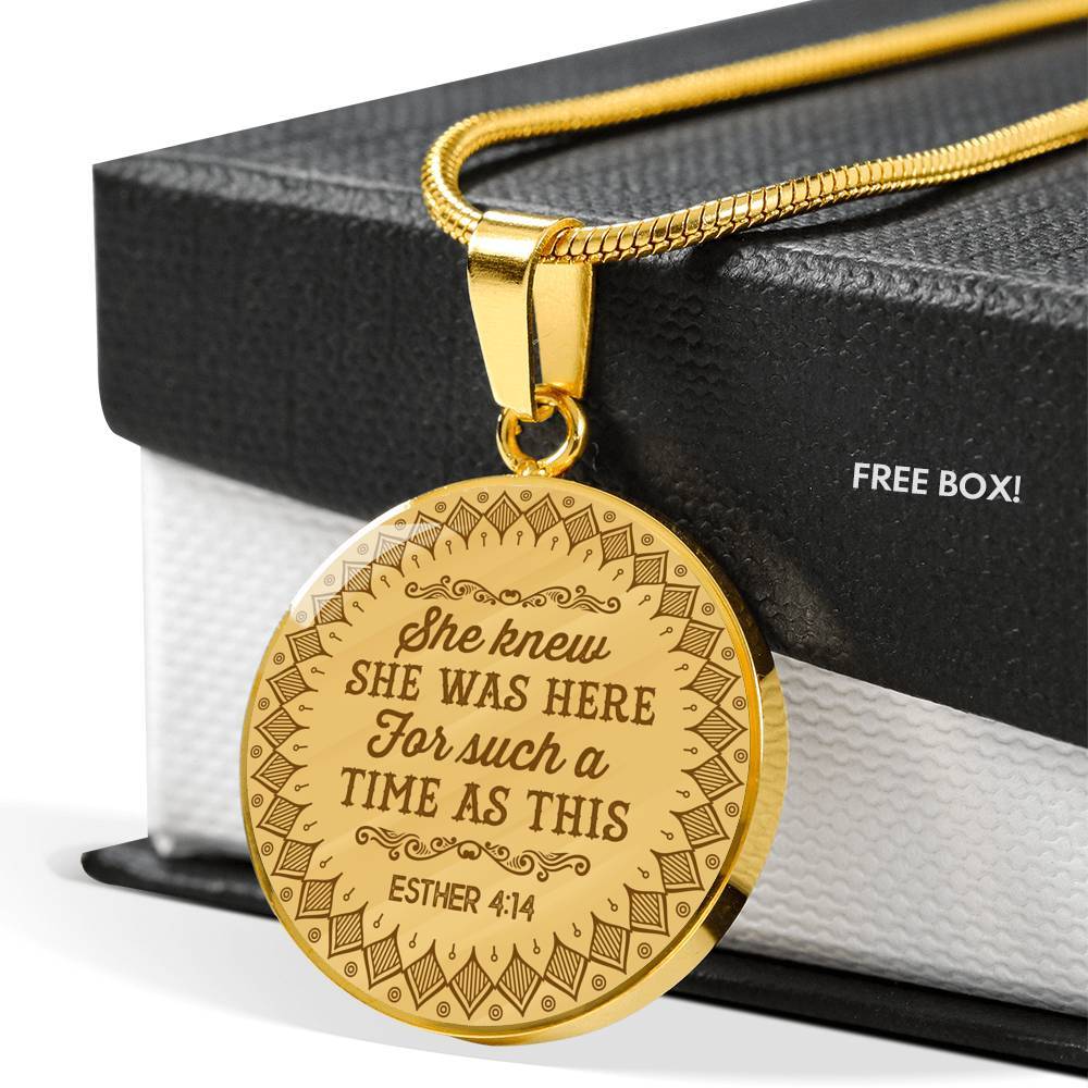 She Knew She Was Here For Such A Time As This Circle Pendant Necklace - Circle Luxury Necklace (Gold Plated)