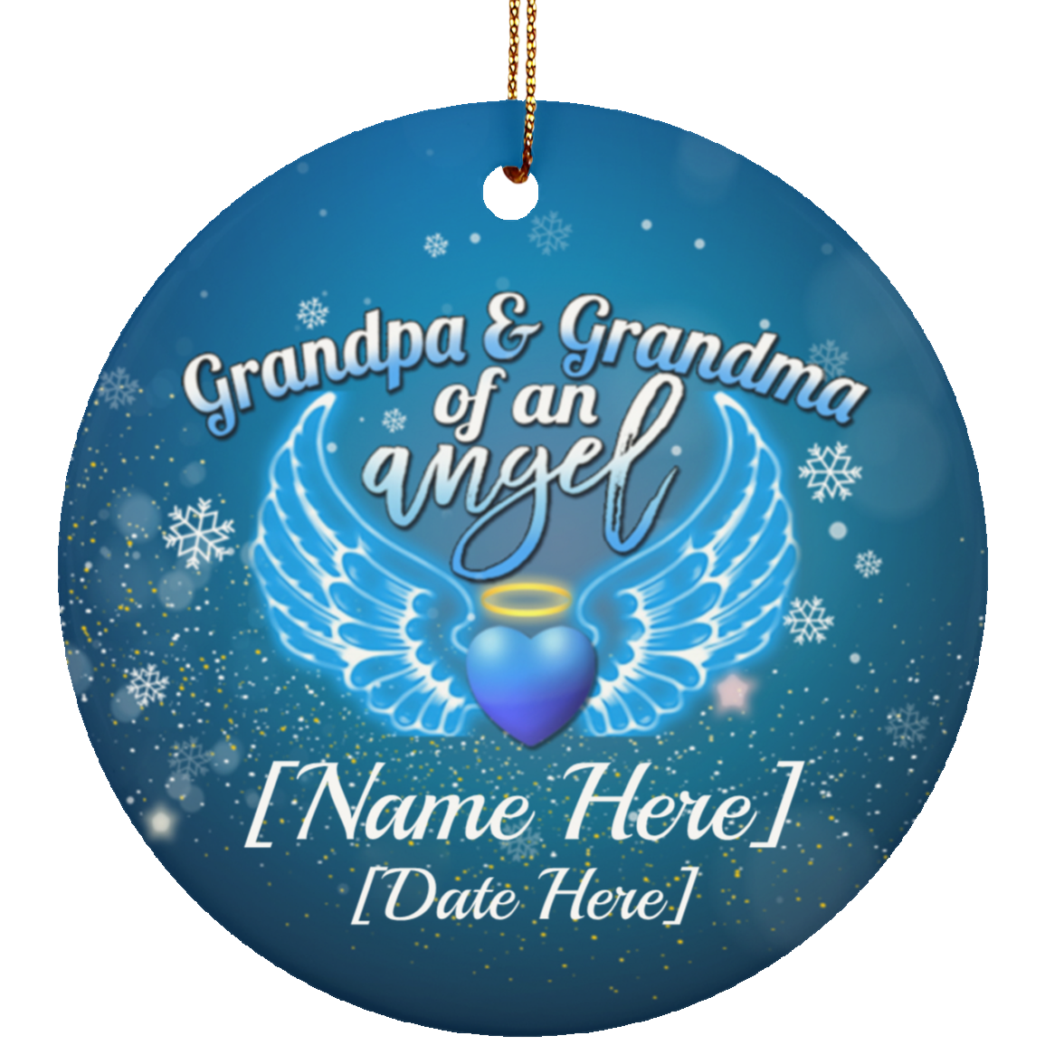 Personalized Grandpa And Grandma Of An Angel Miscarriage Memorial Christmas Circle Ornament Keepsake, White, Ceramic Circle Ornament
