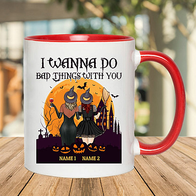 Alternative view of Personalized I Wanna Do Bad Things With You Halloween Best Friend Accent Mug