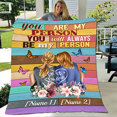 Alternative view of Personalized You Are My Person You Will Always Be My Person Bestie Fleece Blanket - Premium Sherpa Blanket
