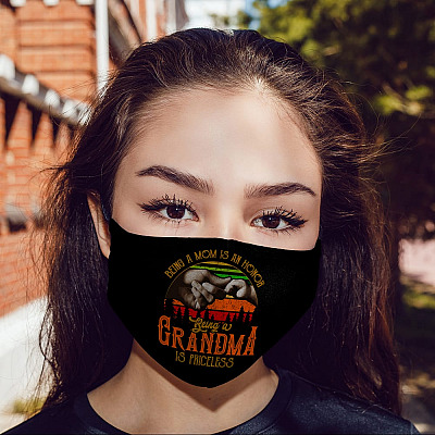 Alternative view of Being A Mom Is An Honor Being A Grandma Is Priceless Washable Reusable Custom - Printed Cloth Face Mask Cover