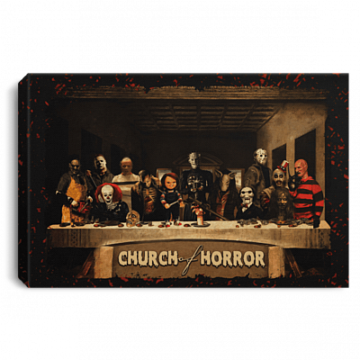 Church Of Horror - Horror Movie Gallery Wrapped Framed Canvas Prints - Unframed Poster - Home Decor Wall Art, White, 0.75'' Framed Canvas