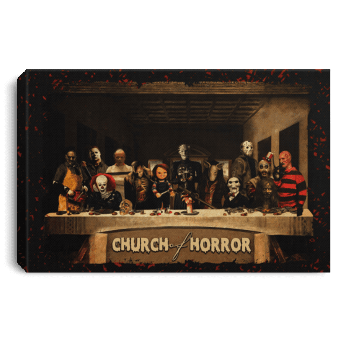 Church Of Horror - Horror Movie Gallery Wrapped Framed Canvas Prints - Unframed Poster - Home Decor Wall Art, White, 0.75'' Framed Canvas