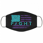 Suicide Prevention Awareness American Flag Fight Ribbon Washable Reusable Custom - Printed Cloth Face Mask Cover, Black, Cloth Face Cover – Medium/Large