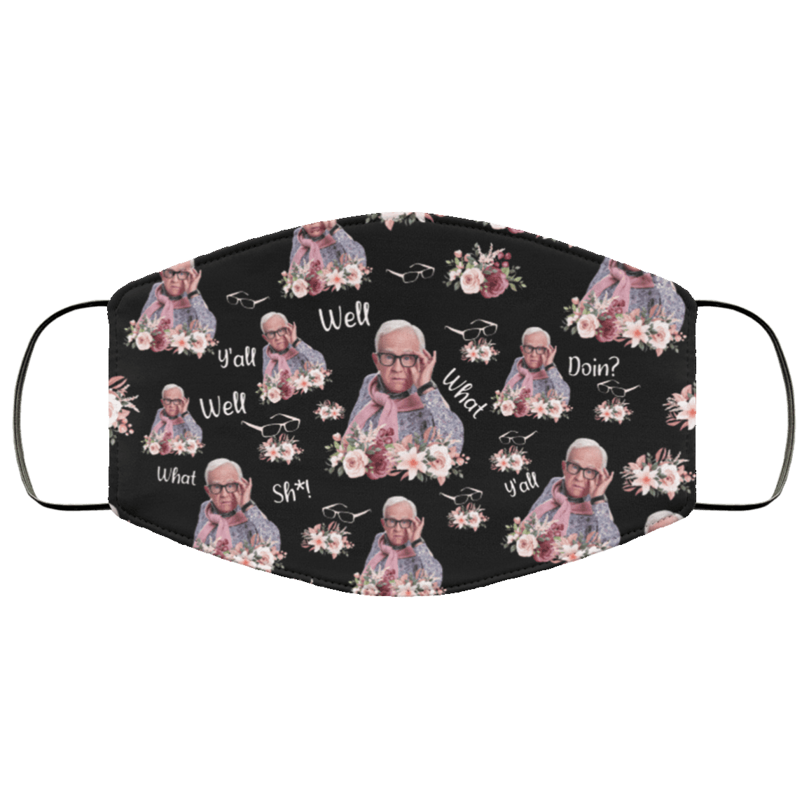 Leslie Jordan Well Shit Washable Reusable Custom - Printed Cloth Face Mask Cover, Black, Cloth Face Cover – Medium/Large