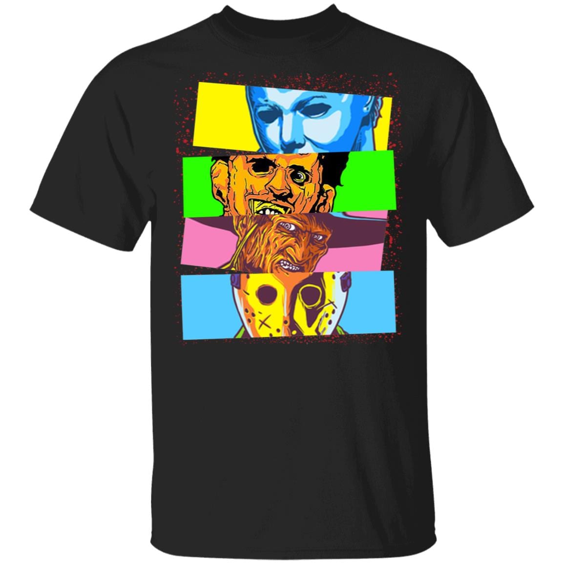 Legends Horror Movies Friends Pop Art T-shirt - Halloween Movie Characters Shirt, Black, Unisex T-Shirt Legends Horror Movies Friends Pop Art T-shirt - Halloween Movie Characters Shirt, Black, Unisex T-Shirt