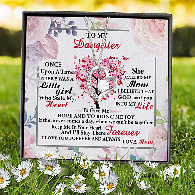 Alternative view of To My Daughter Once Upon A Time There Was A Little Girl Who Stole My Heart Forever Love Heart Pendant Necklace